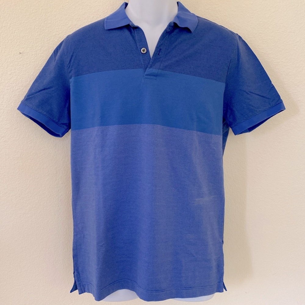 Banana Republic Men's Medium Blue Striped Polo Shirt -New without tags